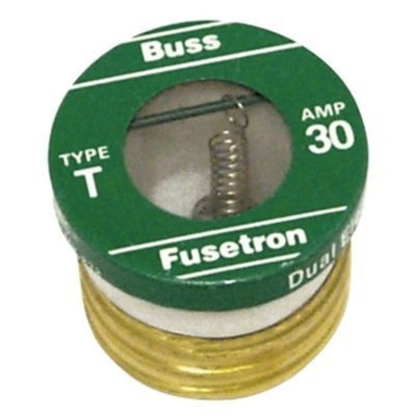 Eaton Bussmann Plug Fuse, T Series, Time-Delay, 20A, 125V AC, Indicating, 10kA at 125V AC T-20